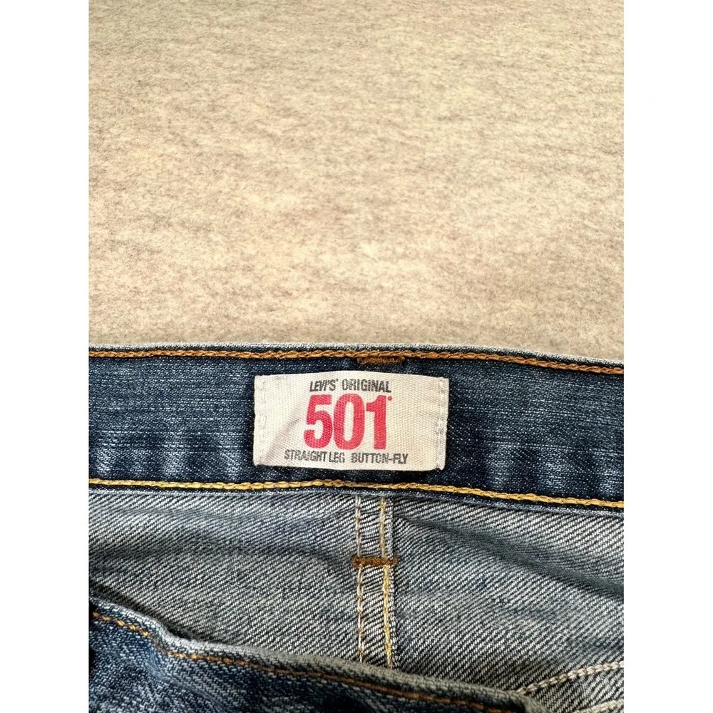 Levis 501 Straight Fit Jeans Men 36x36 Blue Denim Cotton Button Fly Mid Rise